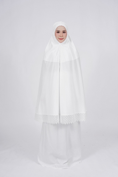 HIKMAH COTTON WITH LACE-WHITE